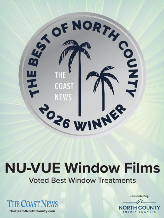 Nu vue window films voted best window treatments in north county for